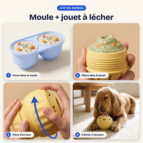 Moule + jouet à lécher Bambinu : mode d'emploi en 4 étapes